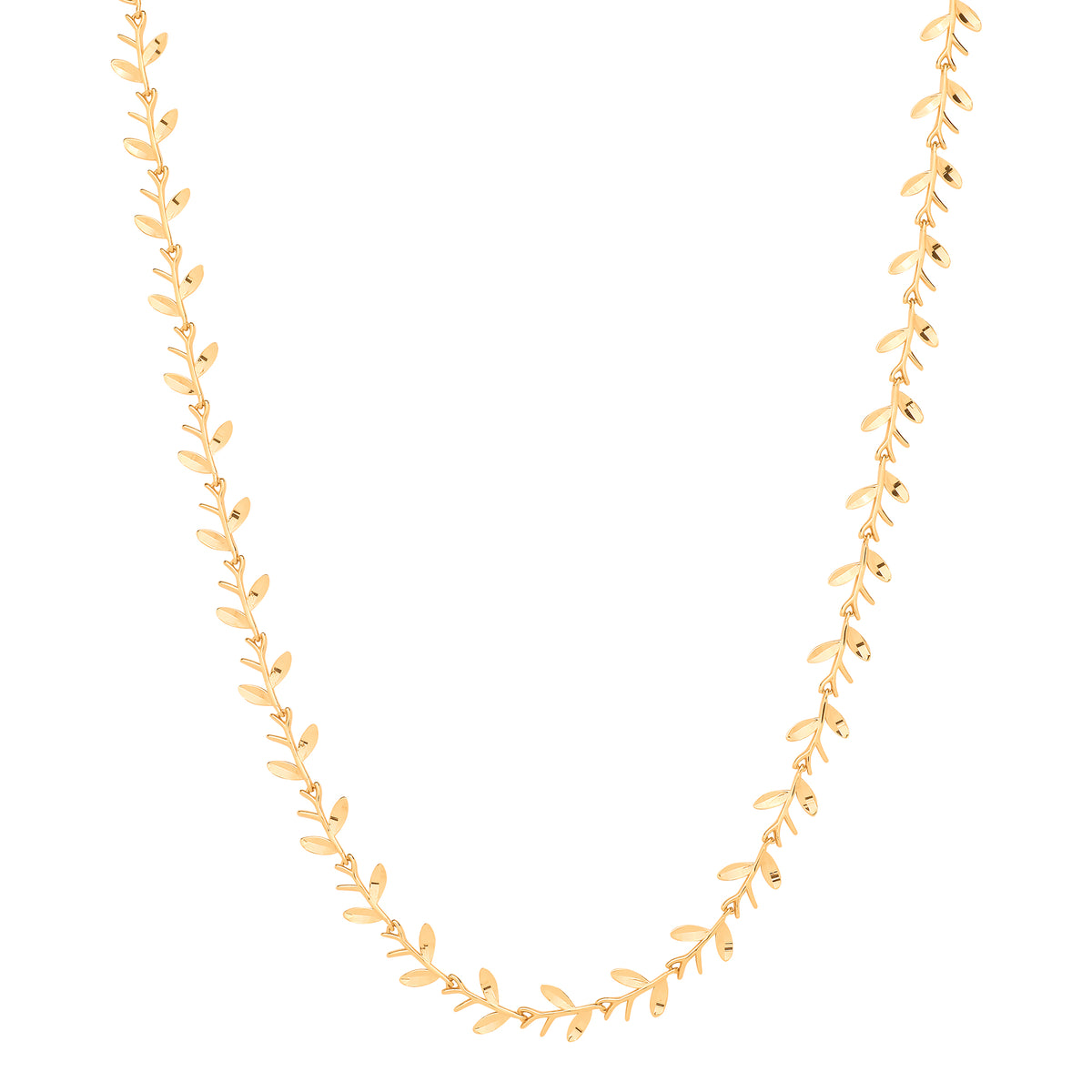 Leaf & Olive Motif Necklace – 18 Inch - 9K Yellow Gold