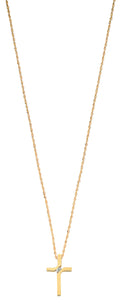 0.04ct Natural Diamond Cross Pendant Necklace – 18 Inch - 9K Yellow Gold