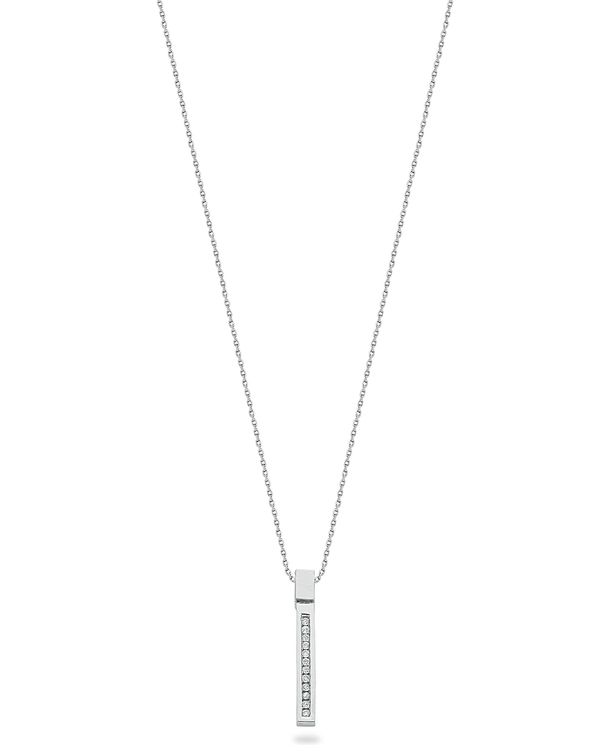 0.12ct Natural Diamond Drop Pendant Necklace – 18 Inch - 9K White Gold