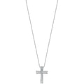0.50ct Natural Diamond Brilliant & Baguette Cross Pendant Necklace – 18 Inch - 9K White Gold