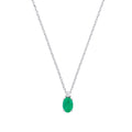 0.40ct Oval Emerald & 0.03ct Natural Diamond Pendant Necklace – 18 Inch - 9K White Gold