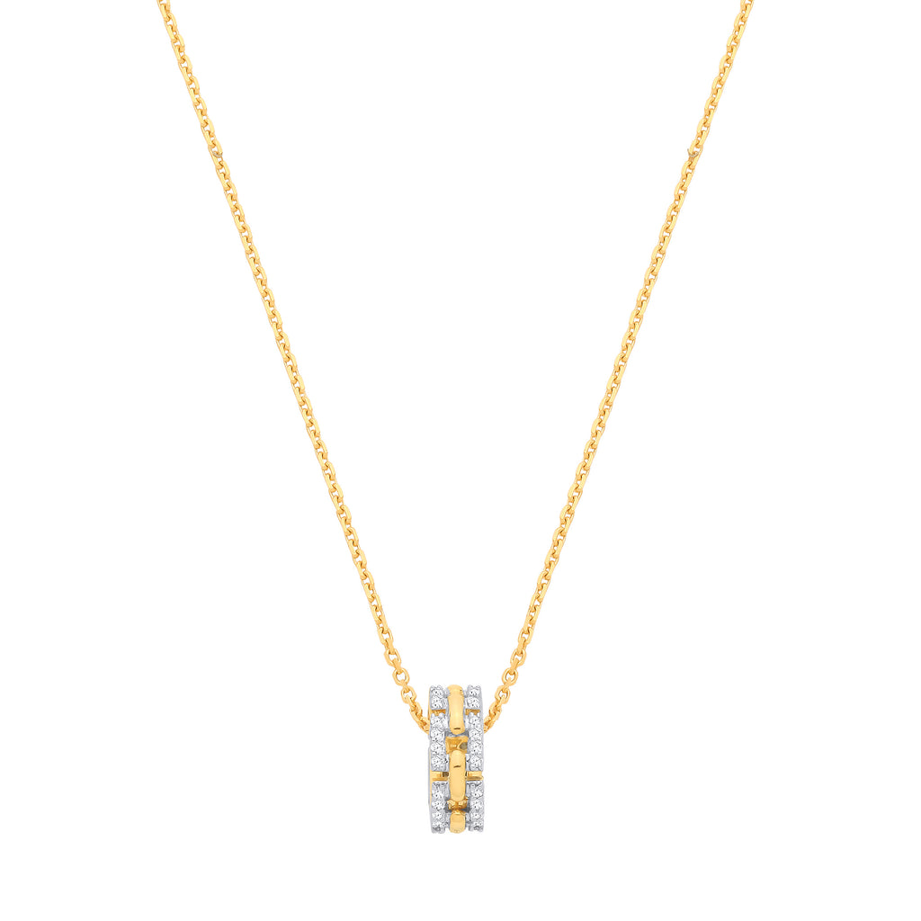 0.20ct Natural Diamond Circle Pendant Necklace – 18 Inch - 9K Yellow Gold