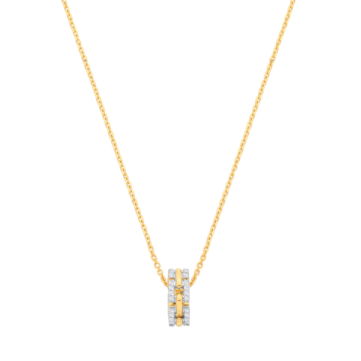 0.20ct Natural Diamond Circle Pendant Necklace – 18 Inch - 9K Yellow Gold