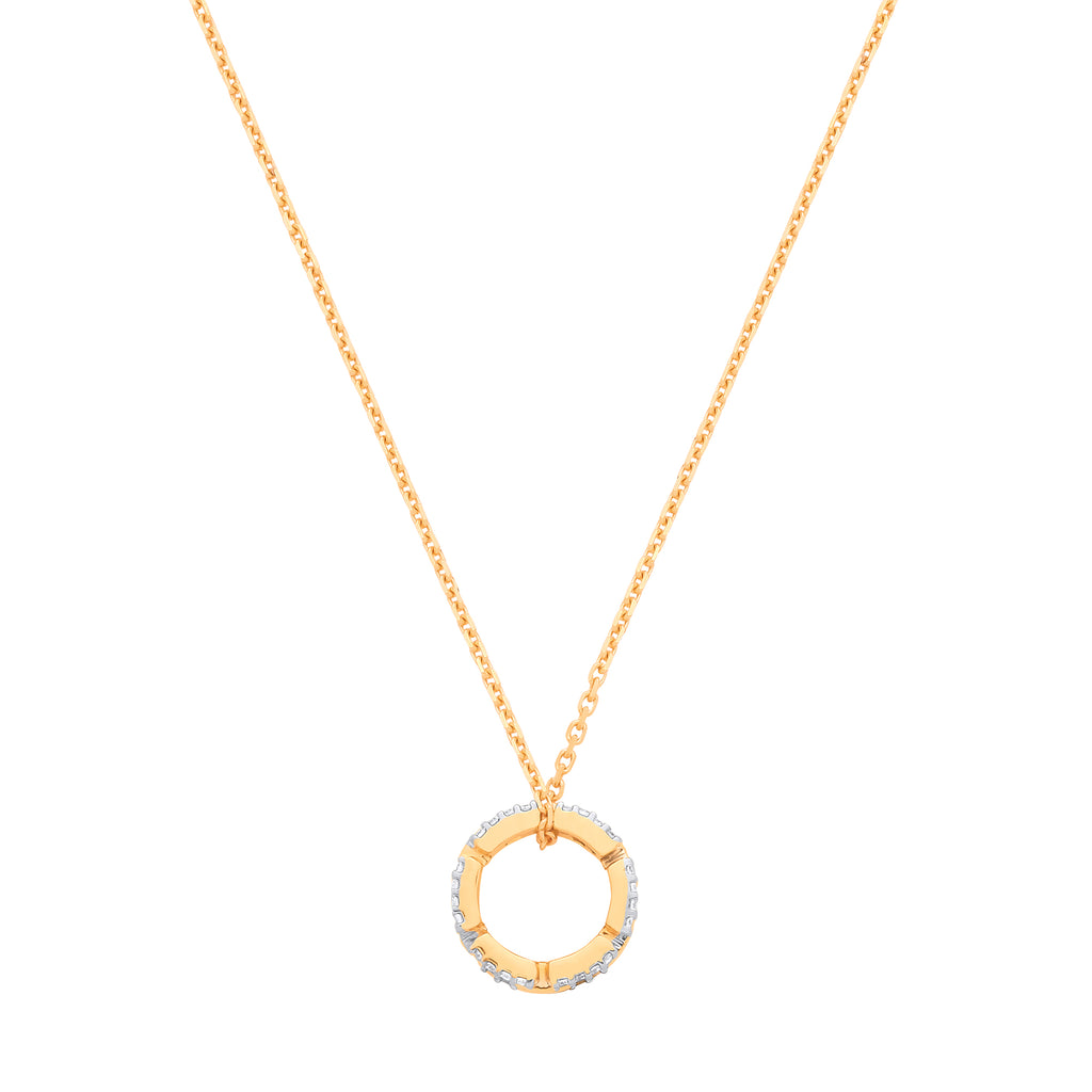 0.20ct Natural Diamond Circle Pendant Necklace – 18 Inch - 9K Yellow Gold