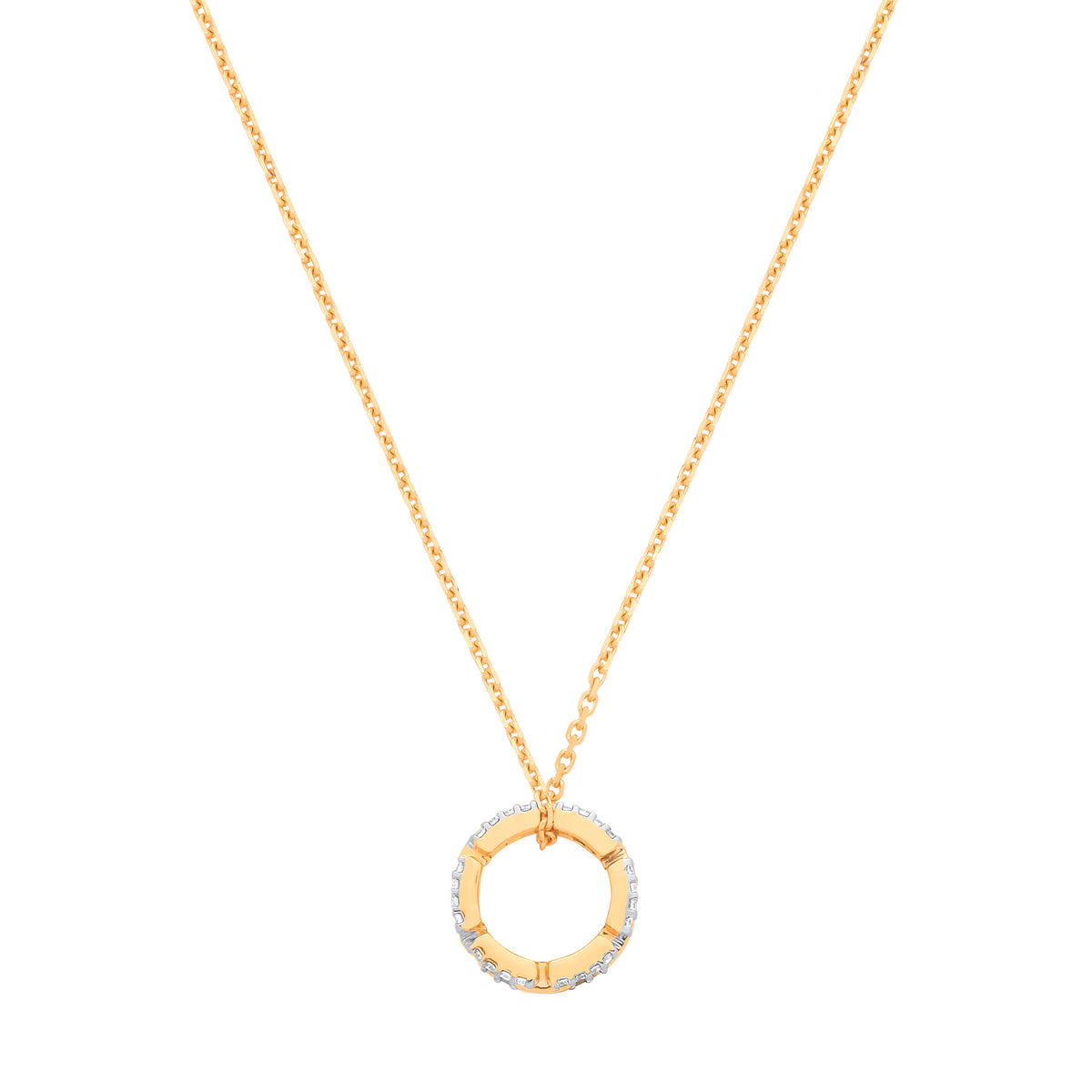 0.20ct Natural Diamond Circle Pendant Necklace – 18 Inch - 9K Yellow Gold