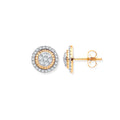 0.36ct Natural Diamond Multi-Circle Stud Earrings - 9K Yellow & White Gold