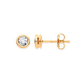 0.10ct Natural Diamond Rub-Over Illusion Set Stud Earrings - 9K Yellow Gold
