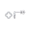 0.18ct Natural Diamond Four-Leaf Clover Stud Earrings - 9K White Gold