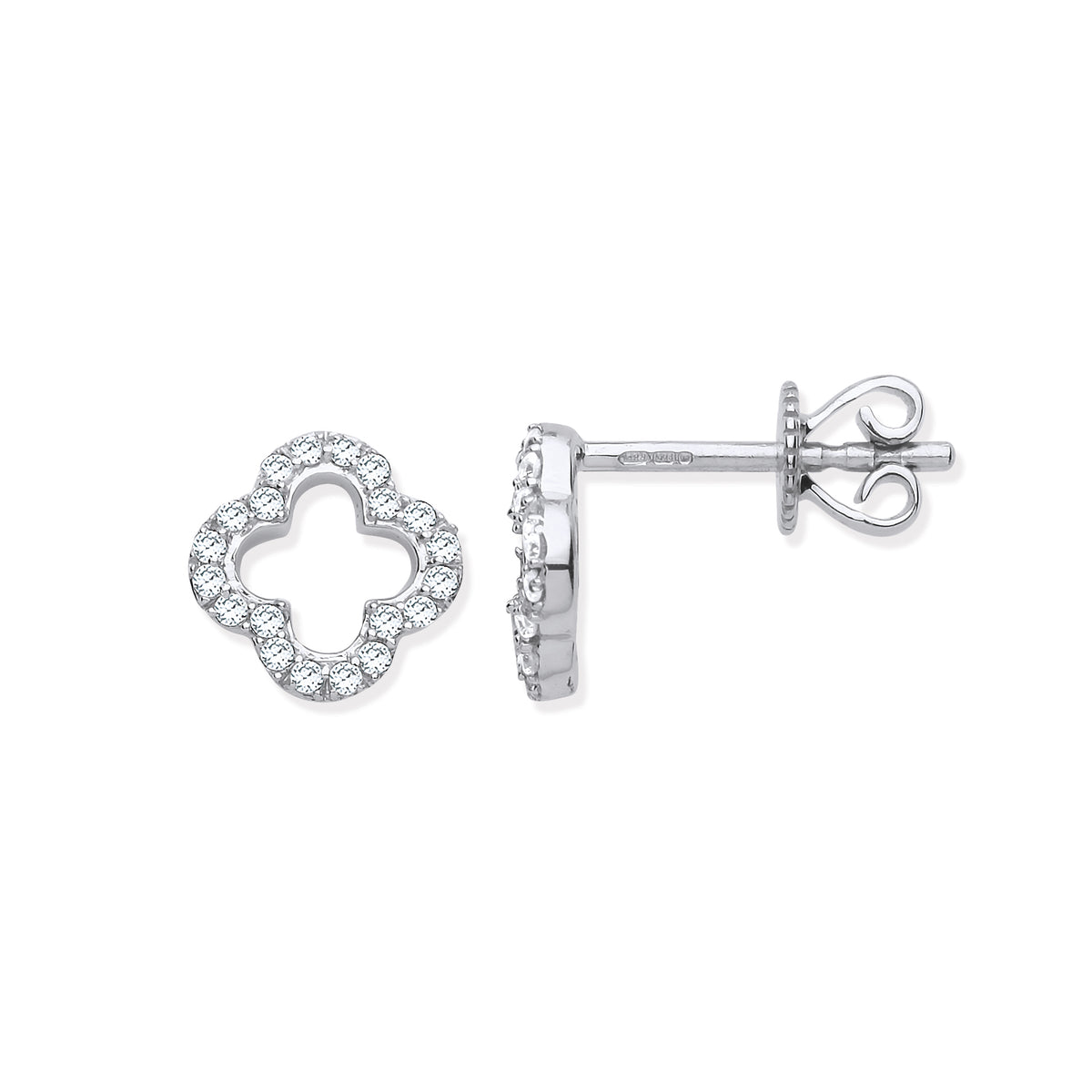 0.18ct Natural Diamond Four-Leaf Clover Stud Earrings - 9K White Gold