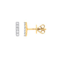 0.07ct Natural Diamond Row Stud Earrings - 9K Yellow Gold