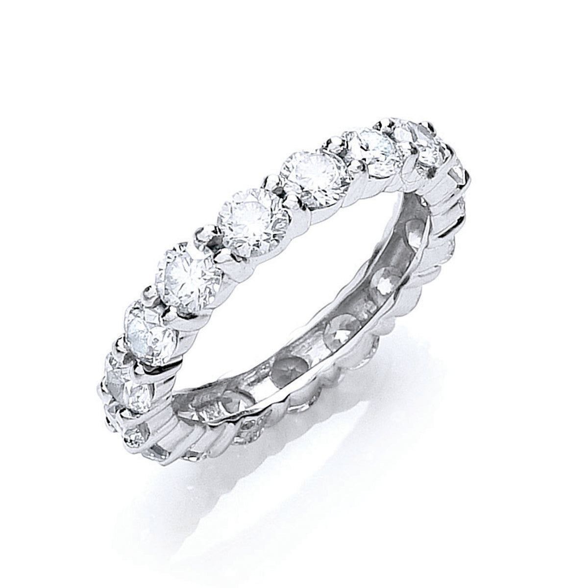 3.00ct Natural Round Brilliant Diamond Claw-Set Full Eternity Ring – 18K White Gold