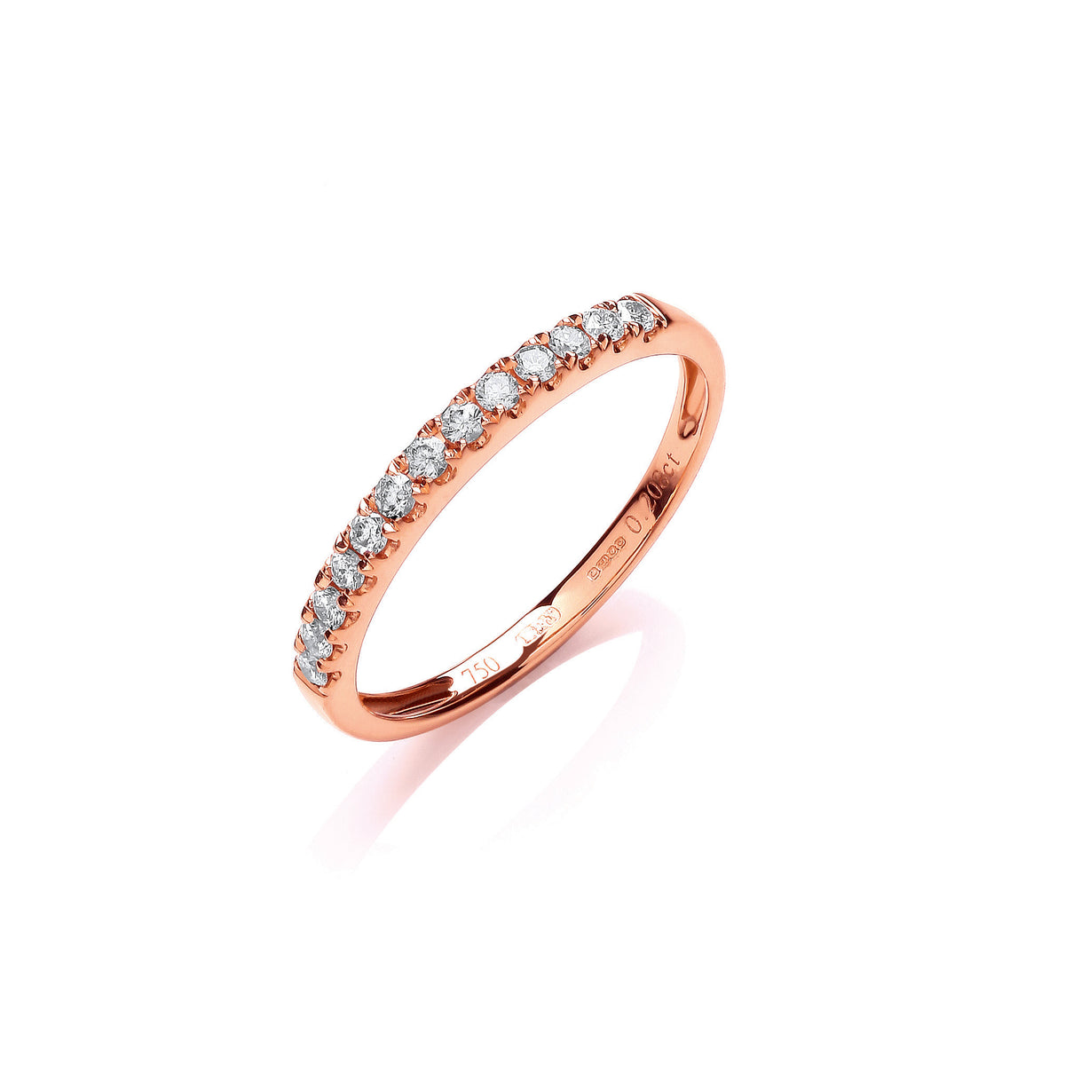 0.20ct Natural Round Brilliant Diamond Micro-Set Half Eternity Ring – 18K Rose Gold