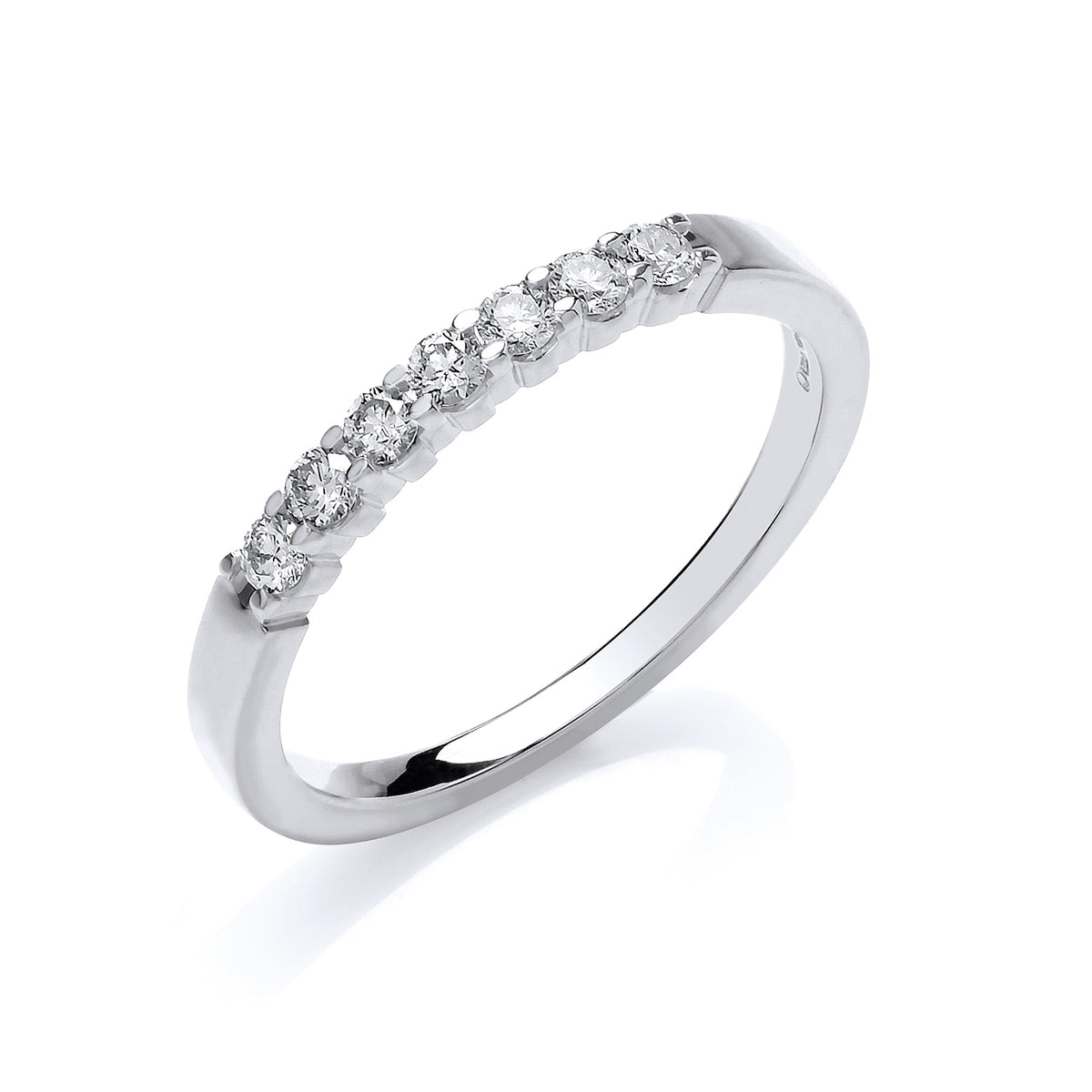 0.25ct Natural Round Brilliant Diamond Claw-Set Half Eternity Ring – 9K White Gold