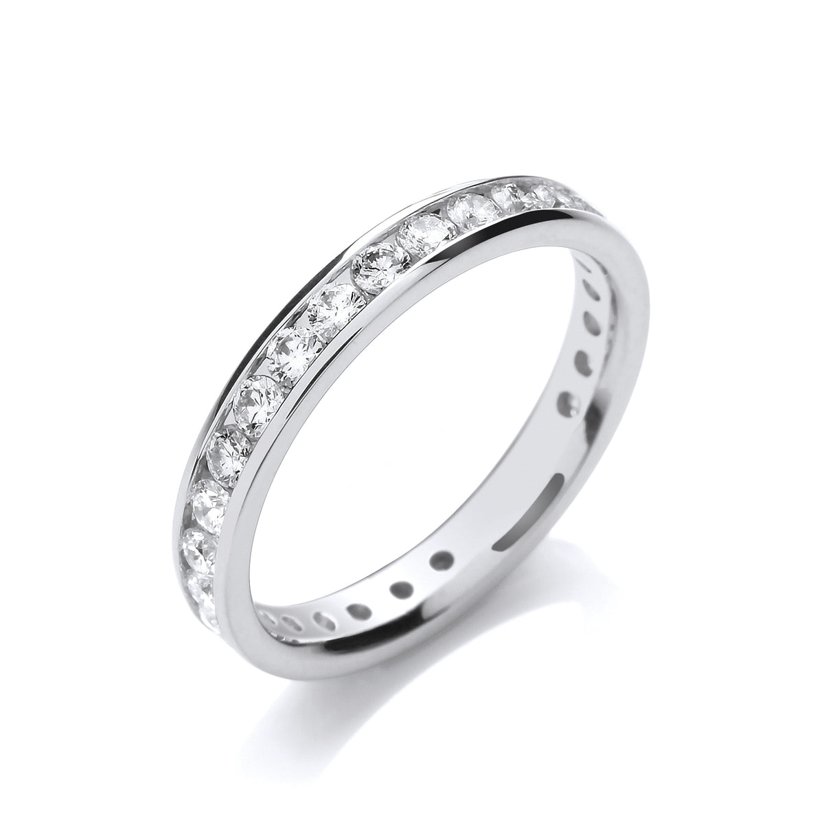 1.00ct Natural Round Brilliant Diamond Channel-Set Full Eternity Ring – 18K White Gold