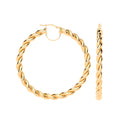 50mm Large Twist Hollow Hoop Earrings - 9K Yellow Gold