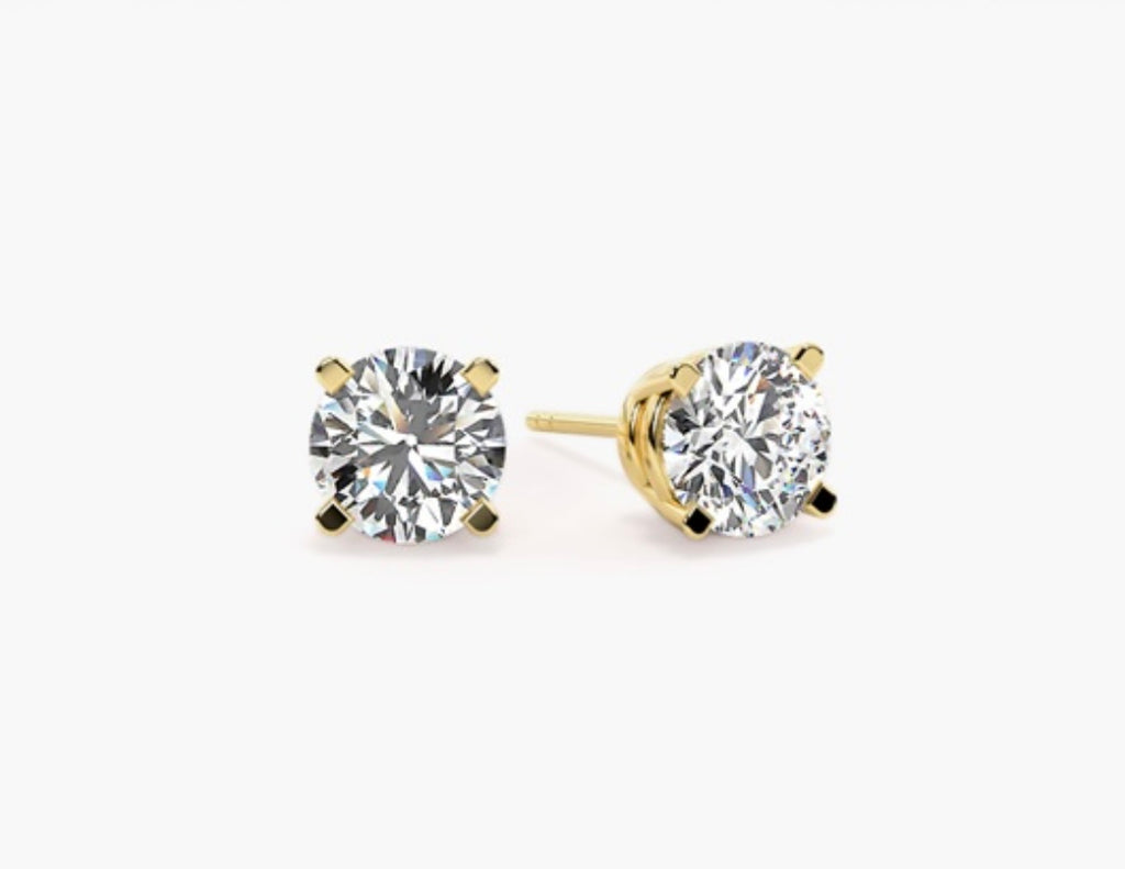 1.00ct Total Diamond Stud Earrings – 4 Prong Basket Set push backs GIA/ IGI certified
