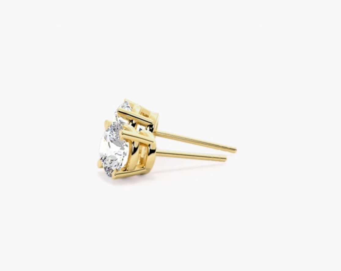 1.00ct Total Diamond Stud Earrings – 4 Prong Basket Set push backs GIA/ IGI certified