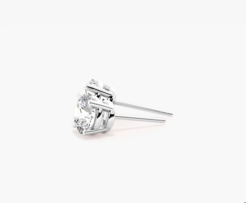 1.00ct Total Diamond Stud Earrings – 4 Prong Basket Set push backs GIA/ IGI certified