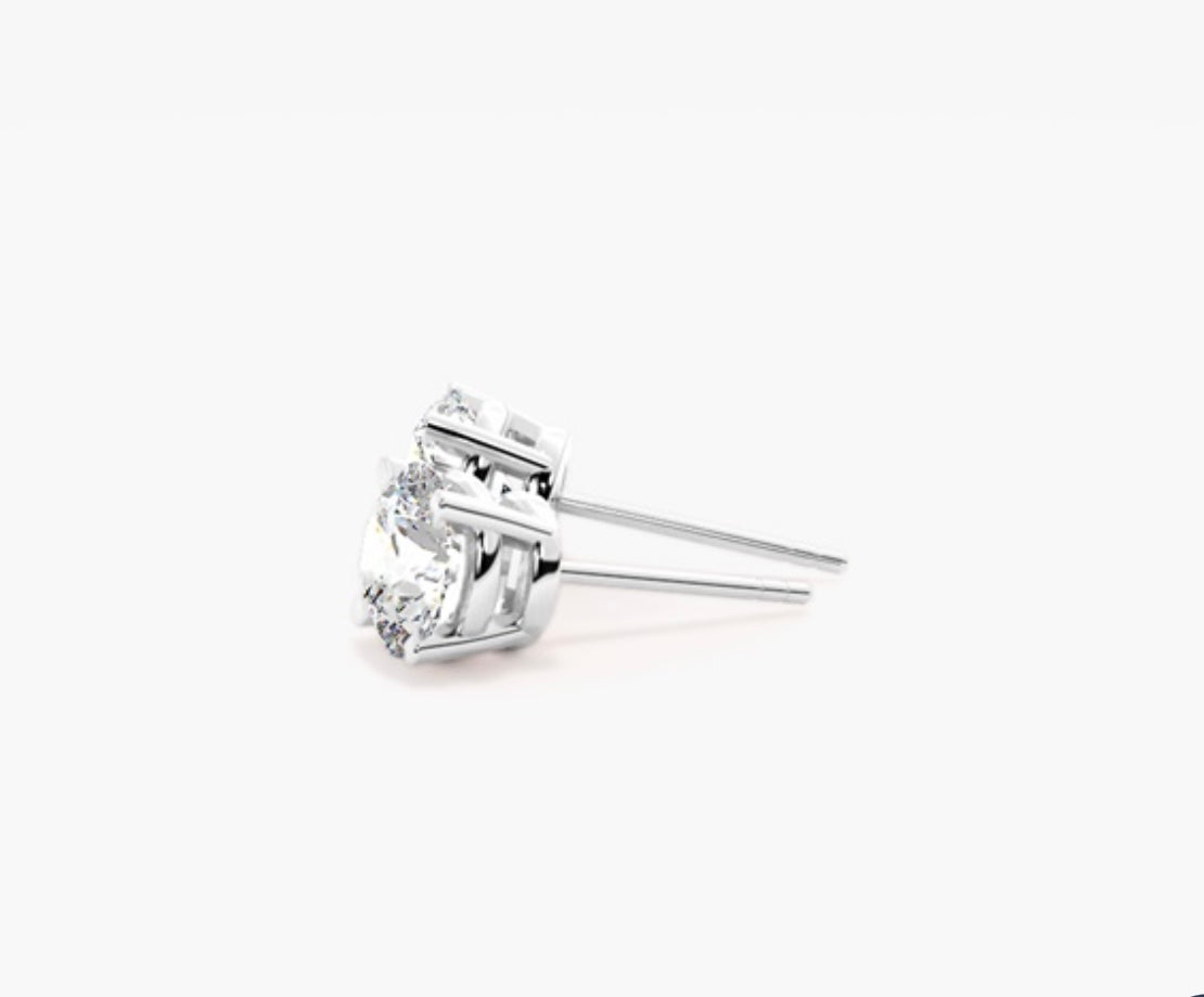1.00ct Total Diamond Stud Earrings – 4 Prong Basket Set push backs GIA/ IGI certified