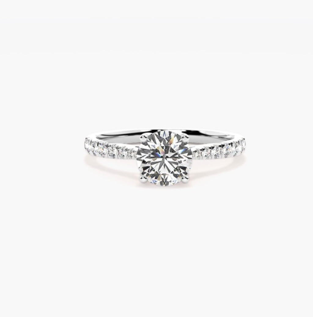 1.5ct Round Brilliant Lab Grown Diamond Cathedral Pave Engagement Ring – IGI Certified
