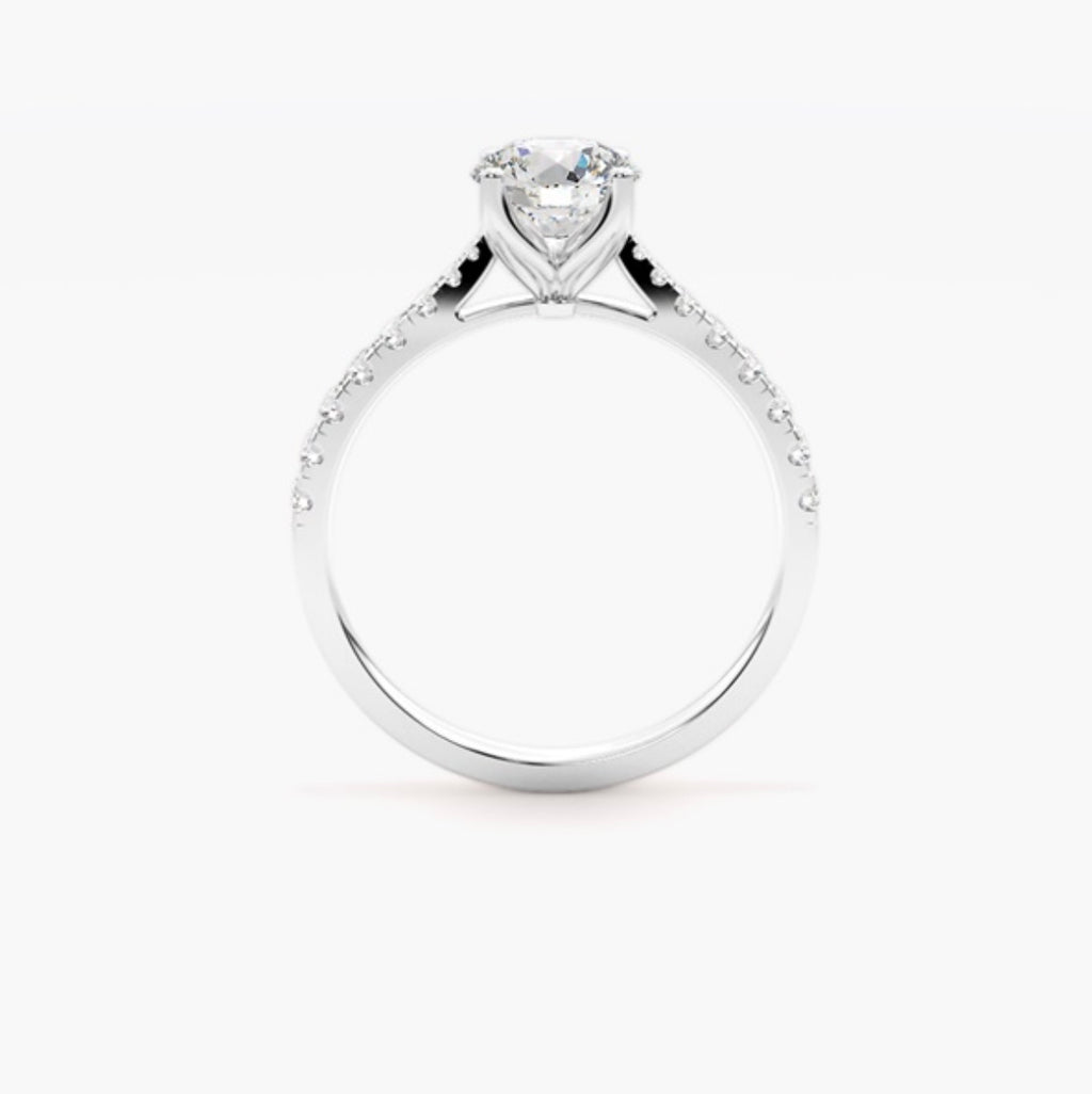 1.5ct Round Brilliant Lab Grown Diamond Cathedral Pave Engagement Ring – IGI Certified
