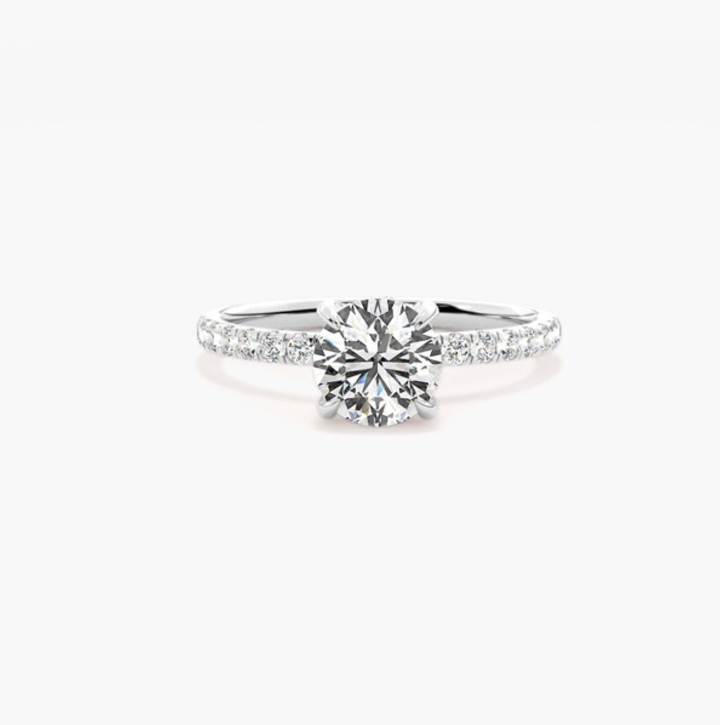 1ct Round Brilliant Lab Grown Diamond Floating Head Pave Engagement Ring – IGI Certified