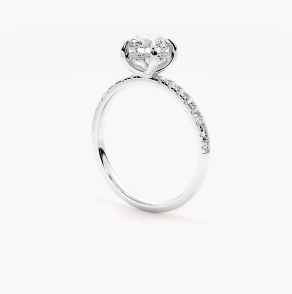 1ct Round Brilliant Lab Grown Diamond Floating Head Pave Engagement Ring – IGI Certified