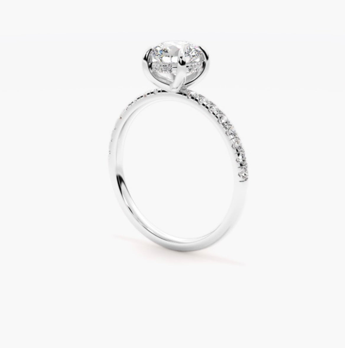 1ct Round Brilliant Lab Grown Diamond Floating Head Pave Engagement Ring – IGI Certified