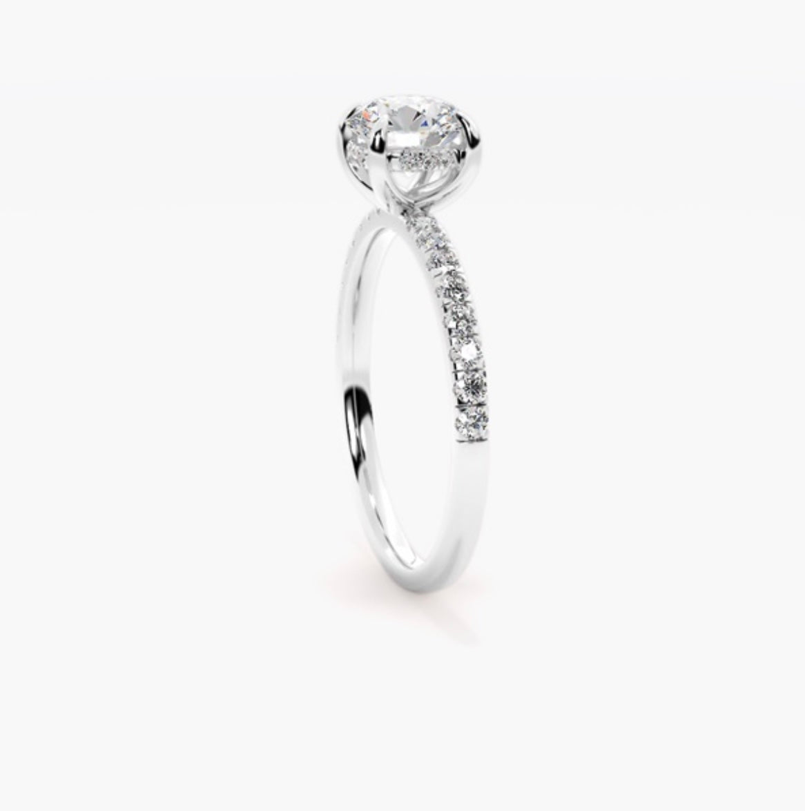 1ct Round Brilliant Lab Grown Diamond Floating Head Pave Engagement Ring – IGI Certified