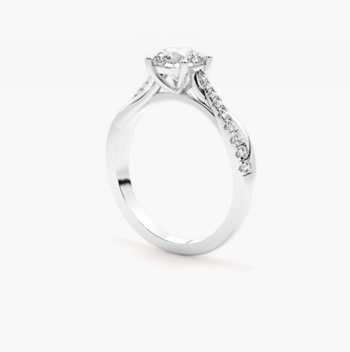 1ct Round Brilliant Lab Grown Diamond Cathedral Twist Pave Engagement Ring – IGI Certified