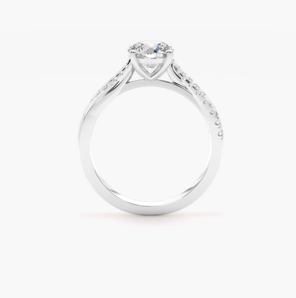 1ct Round Brilliant Lab Grown Diamond Cathedral Twist Pave Engagement Ring – IGI Certified