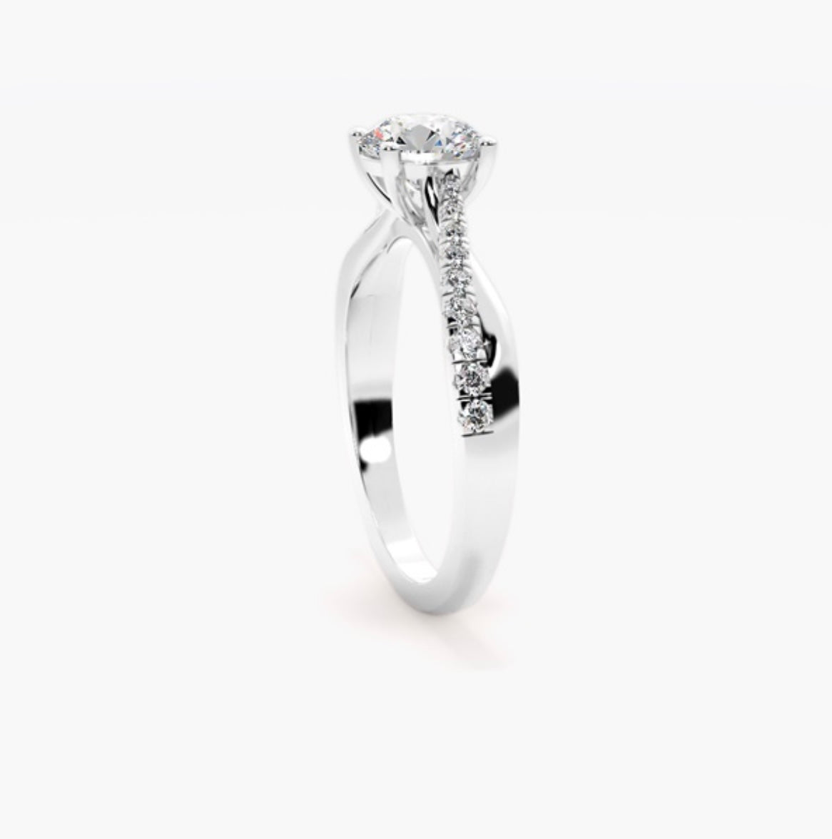 1ct Round Brilliant Lab Grown Diamond Cathedral Twist Pave Engagement Ring – IGI Certified