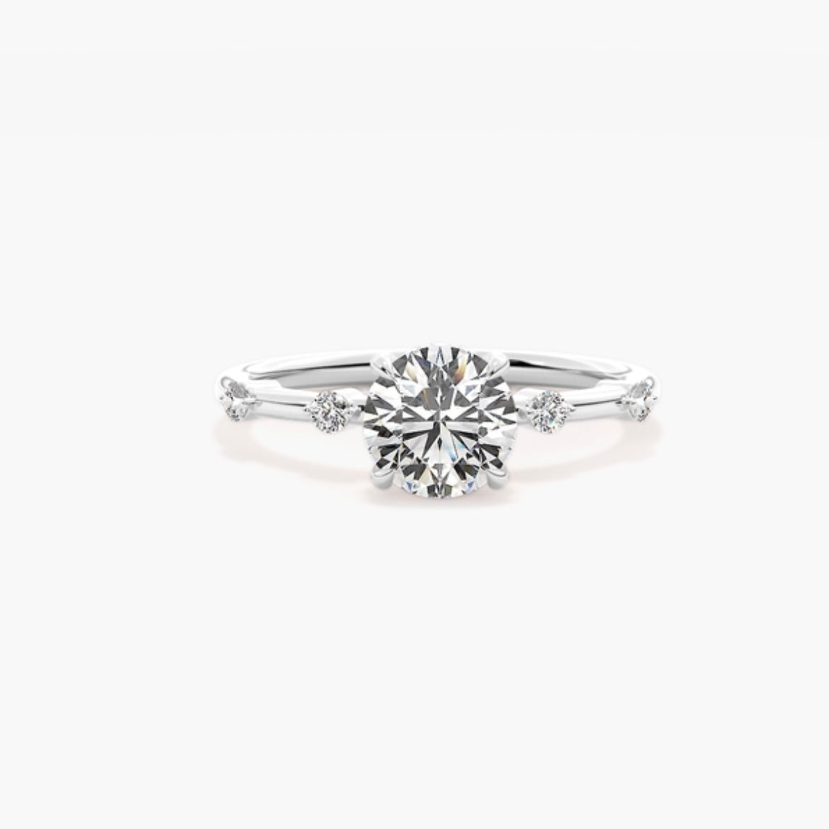2ct Round Brilliant Lab Grown Diamond Station Set Engagement Ring – IGI Certified