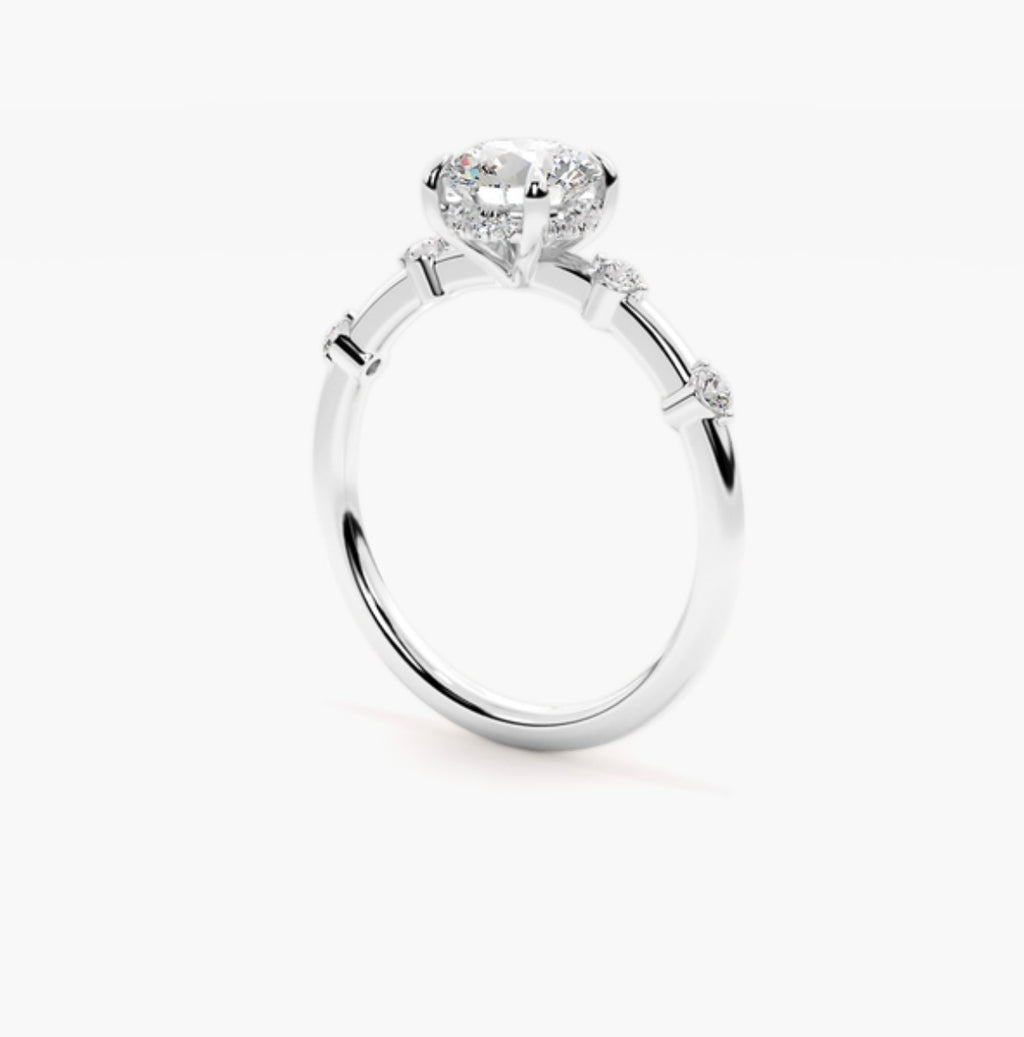 2ct Round Brilliant Lab Grown Diamond Station Set Engagement Ring – IGI Certified