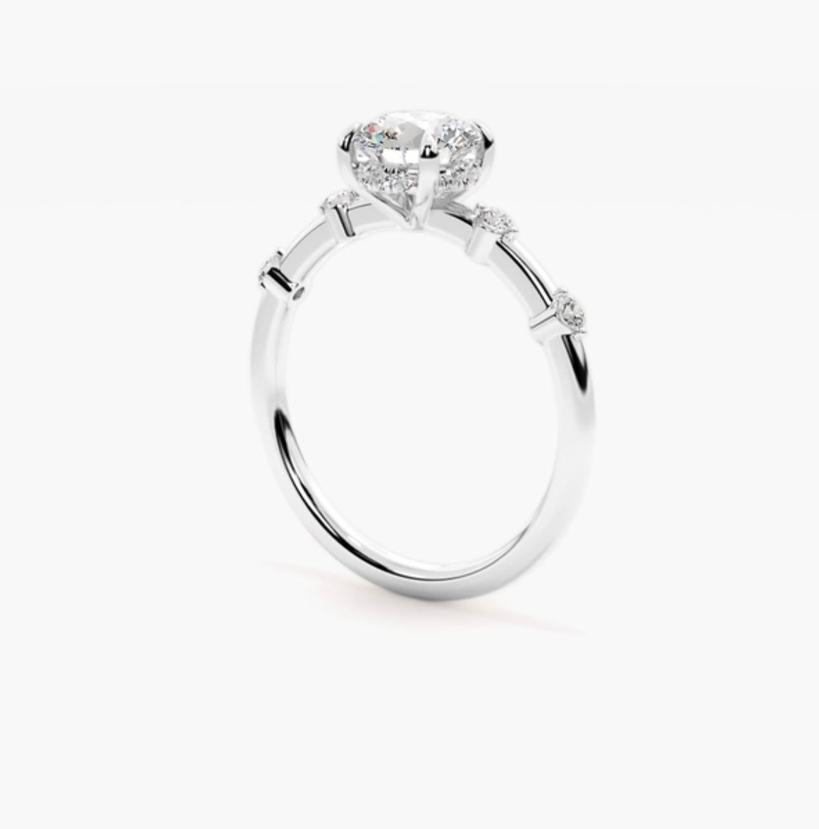 2ct Round Brilliant Lab Grown Diamond Station Set Engagement Ring – IGI Certified