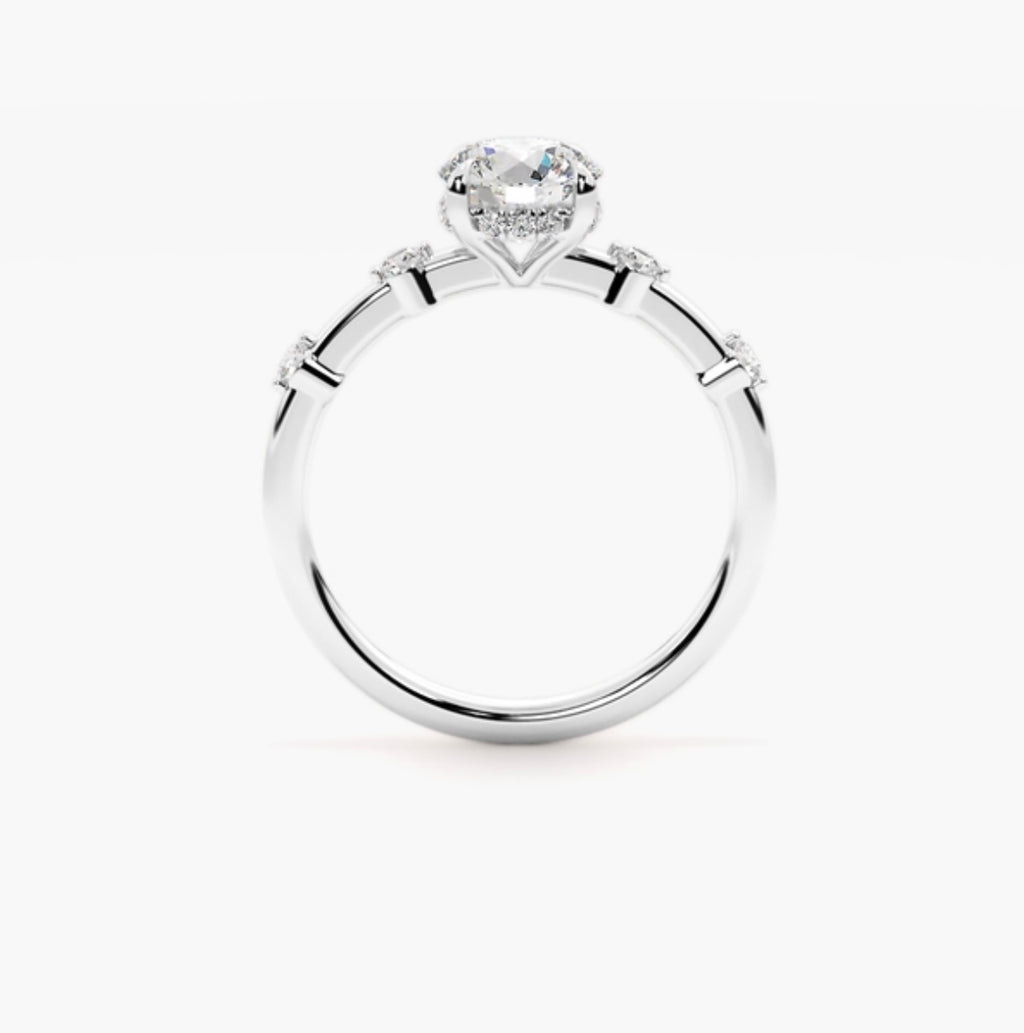 2ct Round Brilliant Lab Grown Diamond Station Set Engagement Ring – IGI Certified