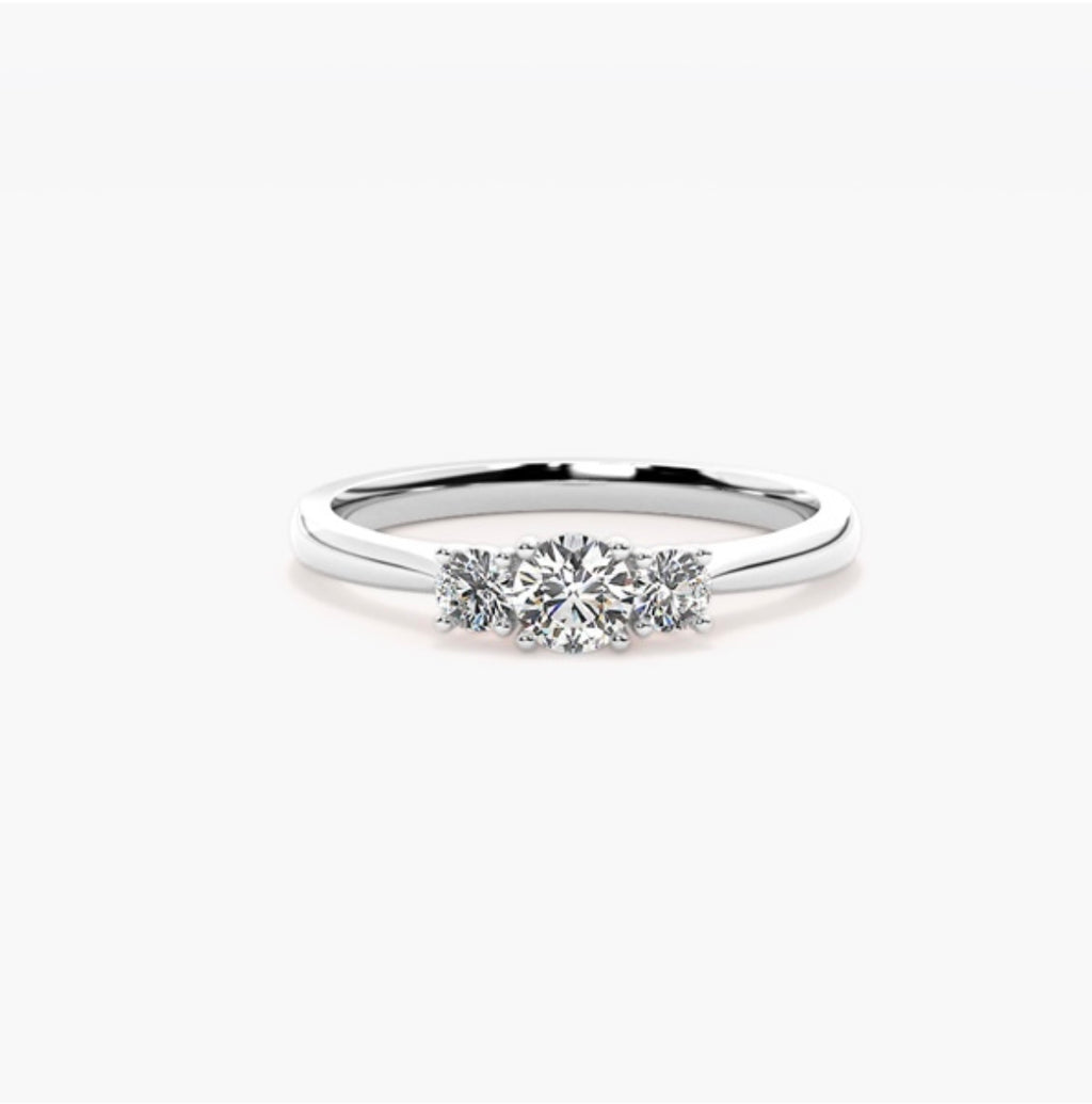 0.50ct Round Brilliant Lab Grown Diamond Trilogy Engagement Ring – IGI Certified