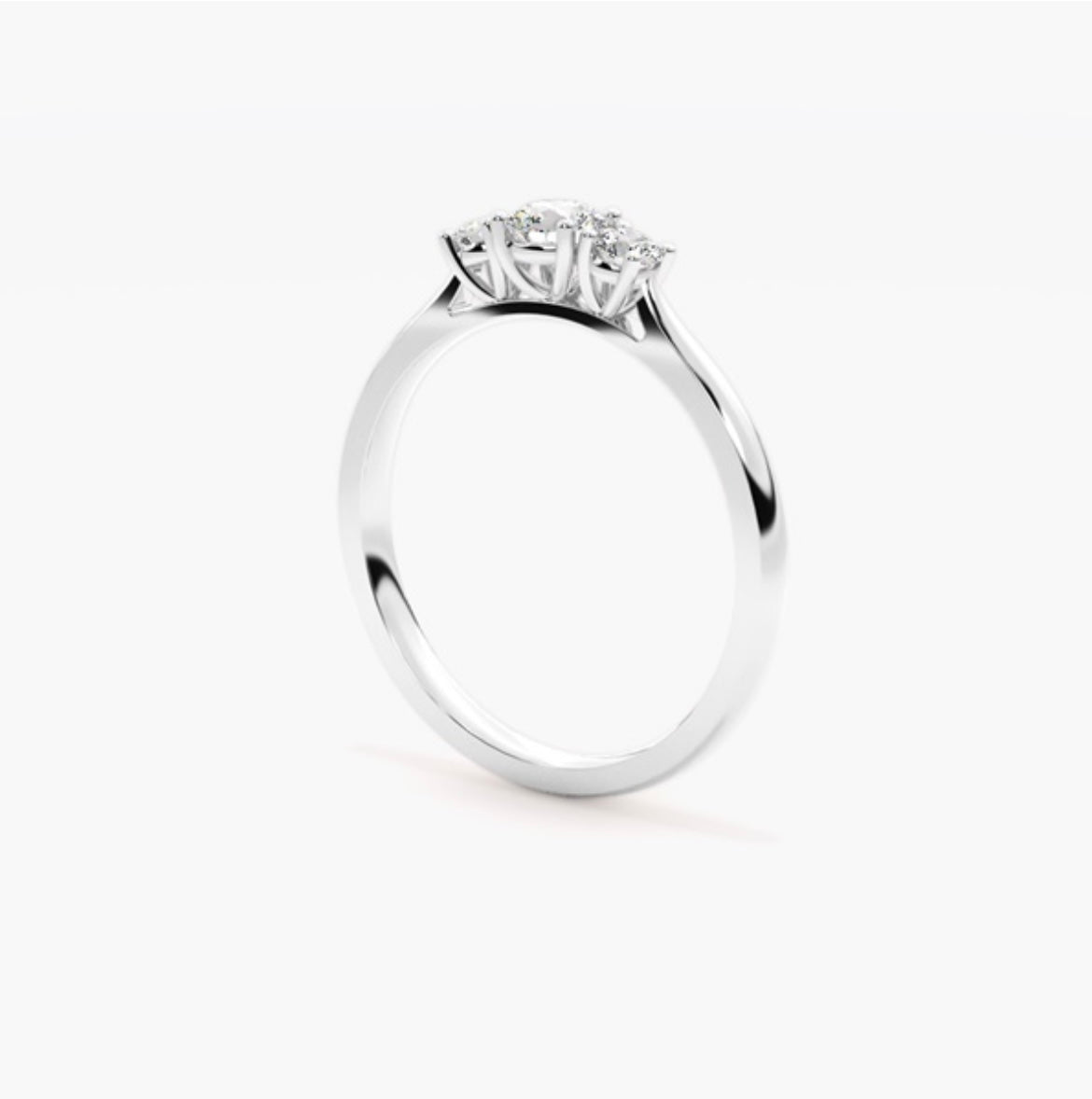 0.50ct Round Brilliant Lab Grown Diamond Trilogy Engagement Ring – IGI Certified