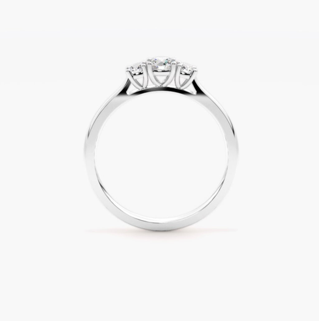 0.50ct Round Brilliant Lab Grown Diamond Trilogy Engagement Ring – IGI Certified