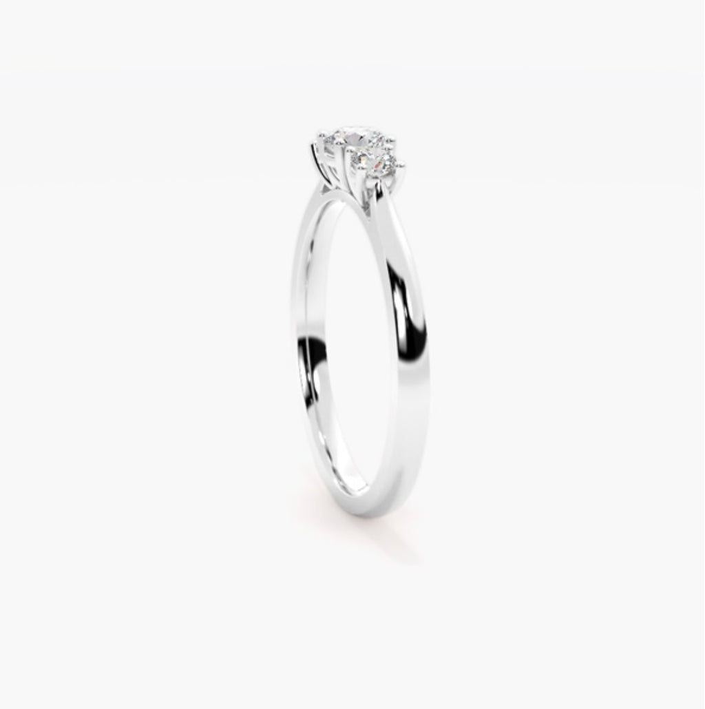 0.50ct Round Brilliant Lab Grown Diamond Trilogy Engagement Ring – IGI Certified