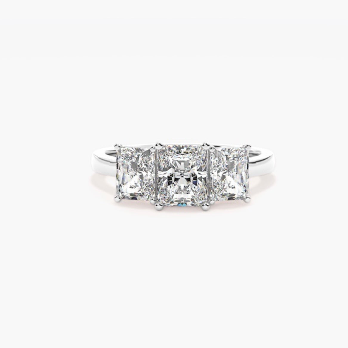 2.5ct Radiant Cut Lab Grown Diamond Trilogy Engagement Ring 1ct Side Diamonds – IGI Certified