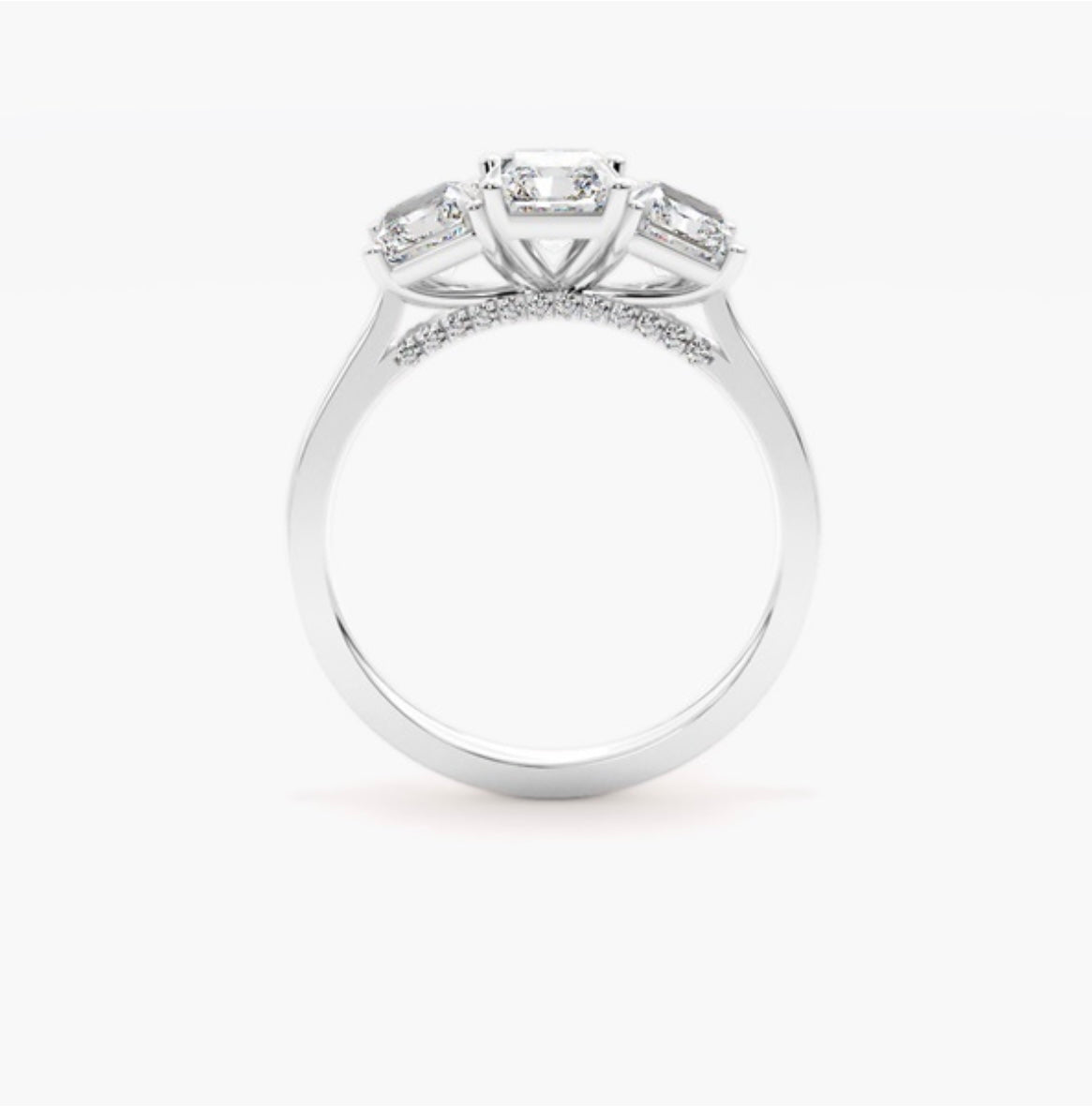 2.5ct Radiant Cut Lab Grown Diamond Trilogy Engagement Ring 1ct Side Diamonds – IGI Certified