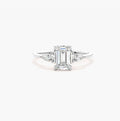 1ct Emerald Cut Lab Grown Diamond Trilogy Engagement Ring with Pear Side Stones – IGI Certified