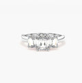 2ct Emerald Cut Lab Grown Diamond Trilogy Engagement Ring with Emerald Side Stones – IGI Certified