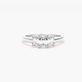 0.75ct Emerald Cut Lab Grown Diamond Trilogy Engagement Ring with Emerald Side Stones – IGI Certified