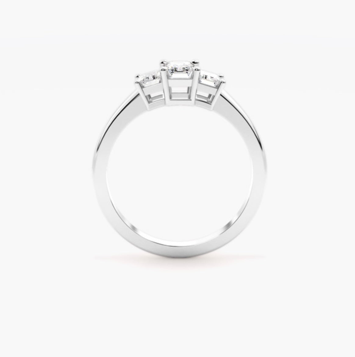 0.75ct Emerald Cut Lab Grown Diamond Trilogy Engagement Ring with Emerald Side Stones – IGI Certified