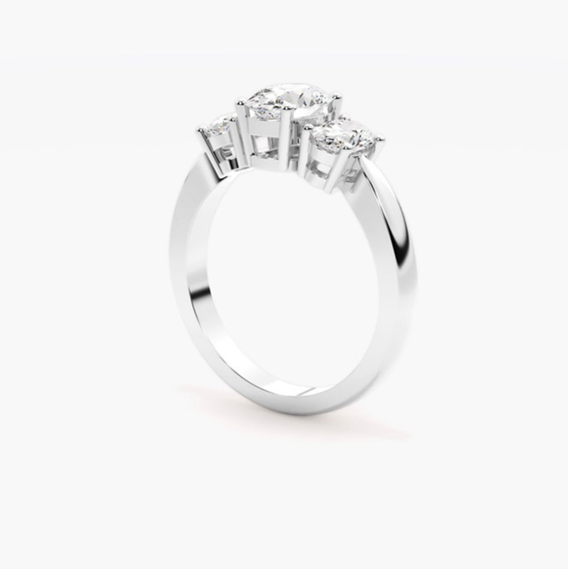 1.5ct Oval Cut Lab Grown Diamond Trilogy Engagement Ring with Oval Side Stones – IGI Certified