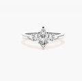 1ct Marquise Cut Lab Grown Diamond Trilogy Engagement Ring with Pear Side Stones – IGI Certified