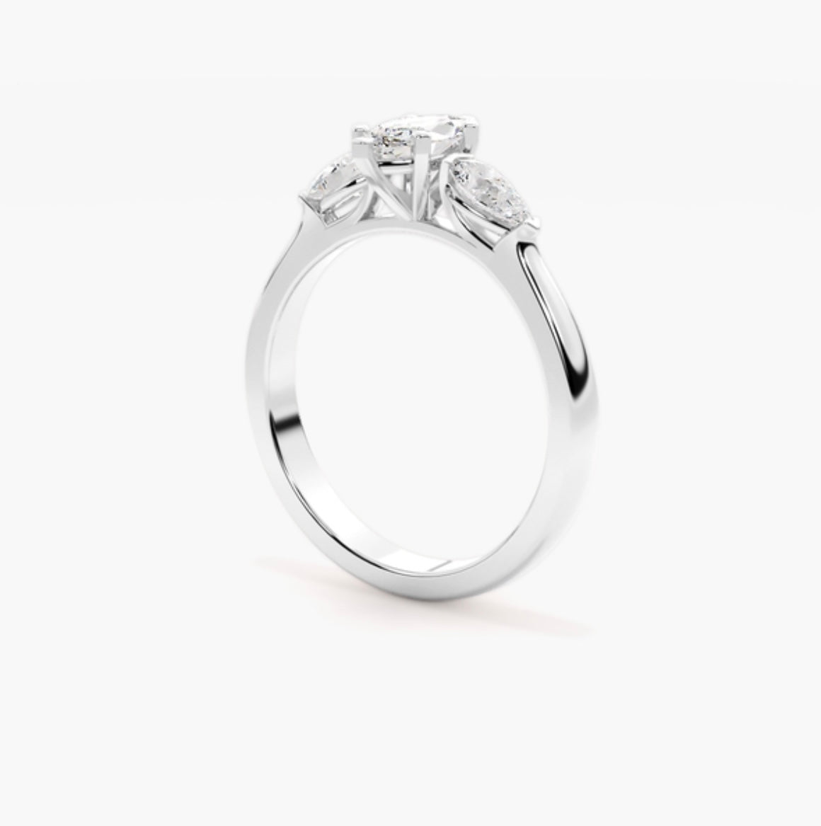 1ct Marquise Cut Lab Grown Diamond Trilogy Engagement Ring with Pear Side Stones – IGI Certified
