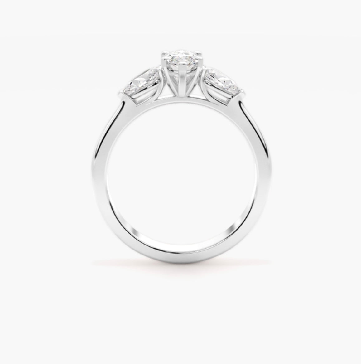 1ct Marquise Cut Lab Grown Diamond Trilogy Engagement Ring with Pear Side Stones – IGI Certified